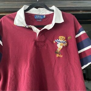 Polo by Ralph Lauren Rugby Bear  Red and White Classic Polo Shirt